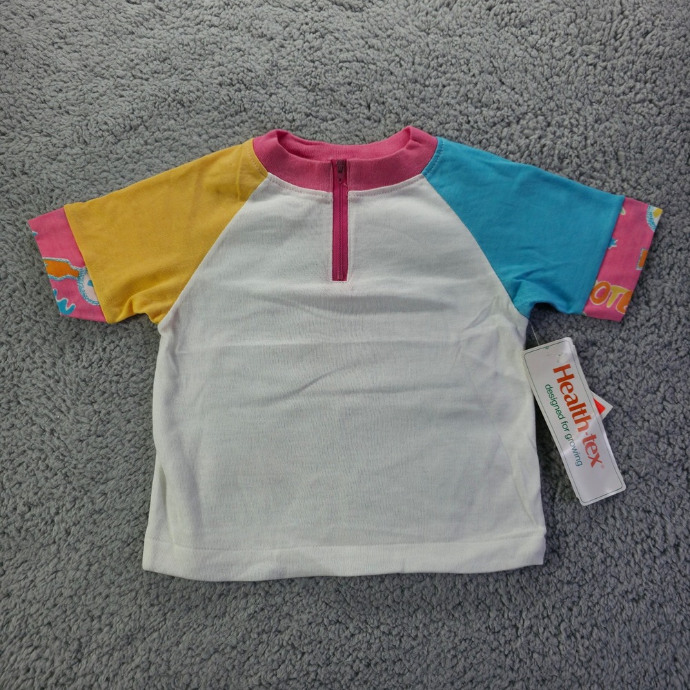 Vintage Health-tex Kids 3T Colorblock Quarter Zip Knit Shirt Made in USA NWT
